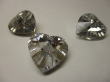 CRYSTAL HEART PENDANT 14X14MM 3PCS CLEAR SILVER BACK