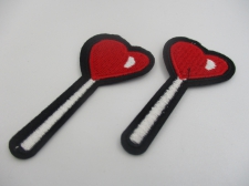 Iron On Motifs 2Pcs Heart Lollipops 7x3.5cm