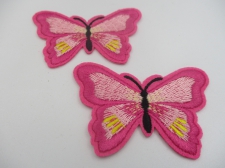 Iron On Motifs 2Pcs Butterfly Pink 4.5x6.5cm
