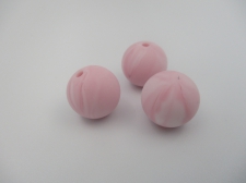 Silicone Beads 15mm 3pcs Pink/White
