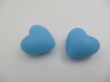 Silicone Beads Heart 19x20x12mm 2pcs Blue