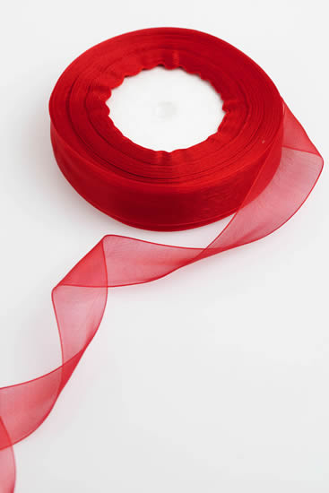 ORGANZA RIBBON 25MM RED