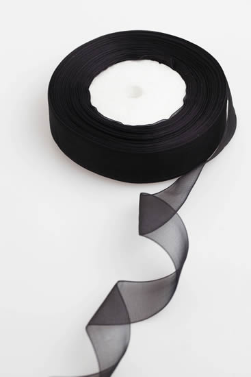 ORGANZA RIBBON 25MM BLACK