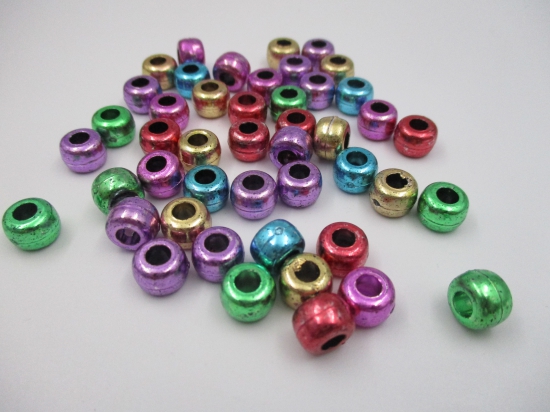 PONY BEADS 6X9MM 250G METALLIC MIX