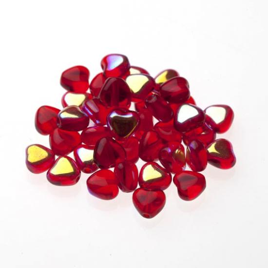 Czech Fire Polish Beads 100P 6mm Heart - 90080 - 28701