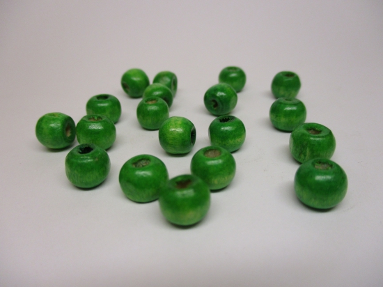 WOOD BEADS 8MM GREEN 125G