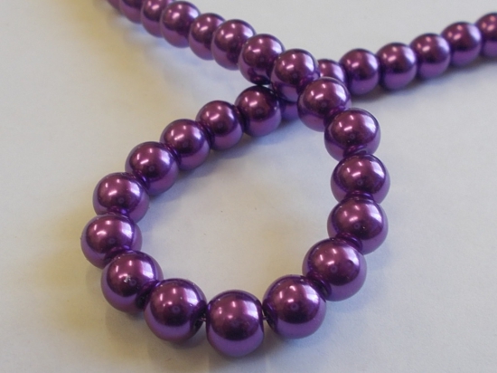 GLASS PEARLS 8MM DR PURPLE