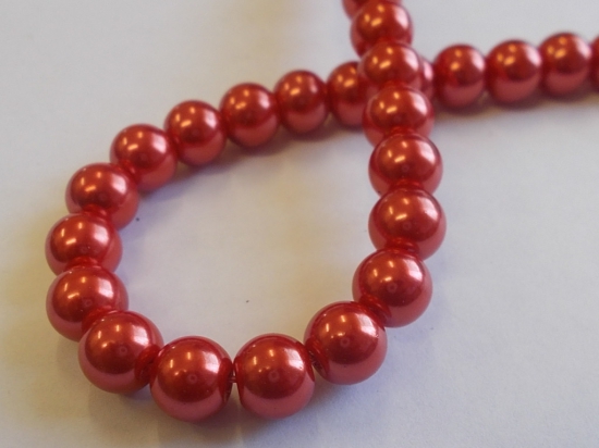 GLASS PEARLS 8MM RED