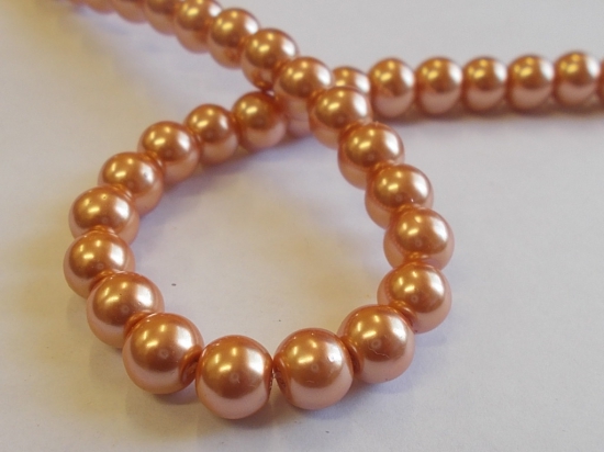 GLASS PEARLS 8MM PEACH