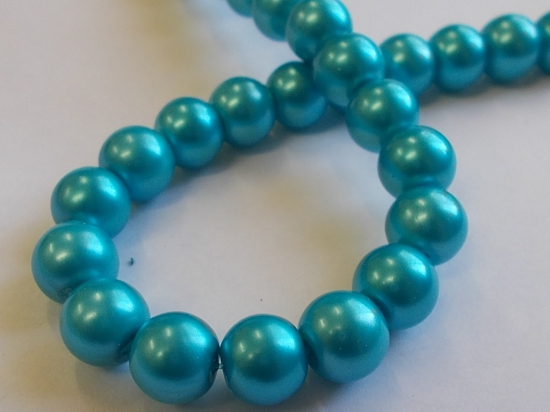 GLASS PEARLS 10MM TURQ