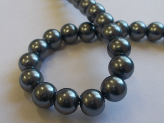 GLASS PEARLS 10MM DR GREY