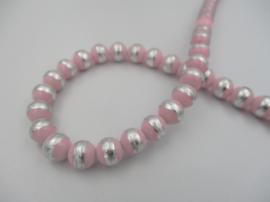 Silver Strip 8mm Lt Pink +/-100pcs