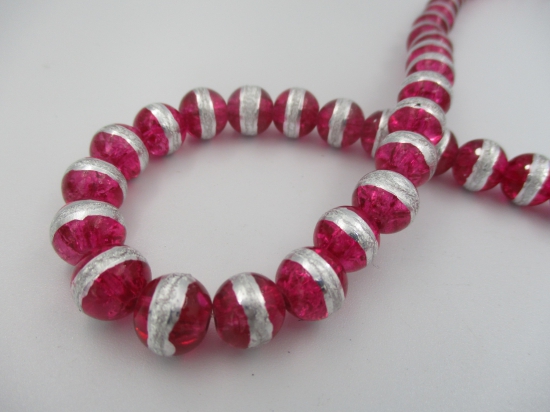 Silver Strip 10mm Clear Pink +/-84pcs