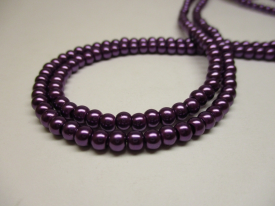 GLASS PEARLS 4MM DK PURPLE