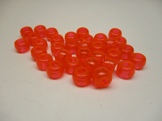 PONY BEADS 6X9MM 250G TRANS ORANGE