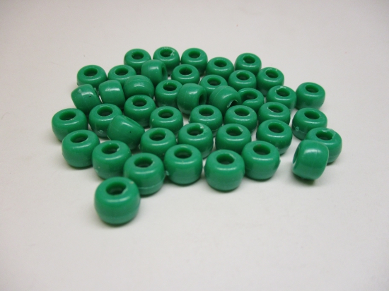 PONY BEADS 6X9MM 250G GREEN