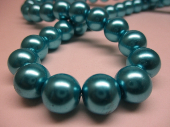 GLASS PEARLS 12MM TURQ