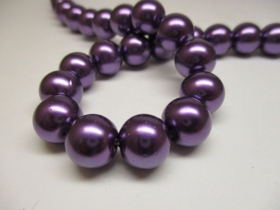 GLASS PEARLS 12MM DK PURPLE