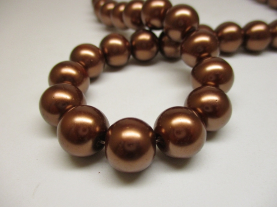 GLASS PEARLS 12MM BRONZE