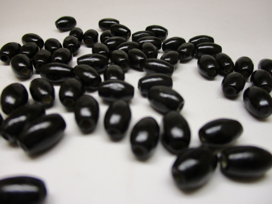 WOOD BEAD OVAL 6X9MM 125G BLACK