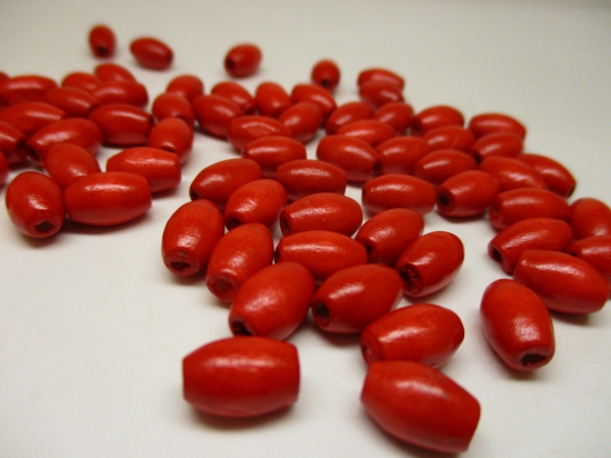 WOOD BEAD OVAL 6X9MM 125G RED