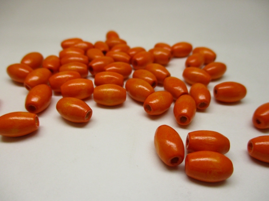 WOOD BEAD OVAL 6X9MM 125G ORANGE