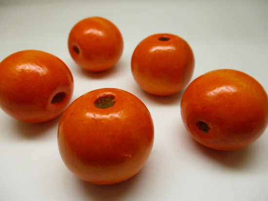 WOOD BEAD 20MM 125G ORANGE