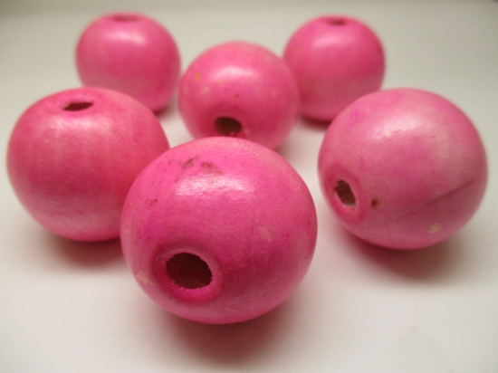 WOOD BEAD 20MM 125G PINK