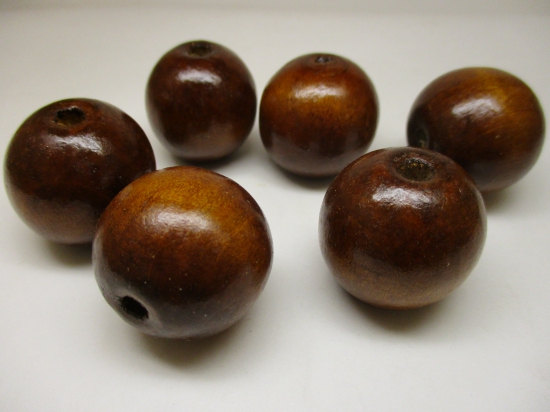 WOOD BEAD 25MM 125G BROWN