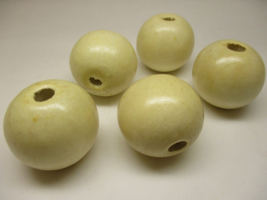 WOOD BEAD 30MM 125G CREAM