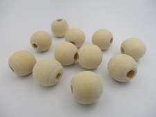 Unvarnished Wood Beads 30mm +/-13pcs