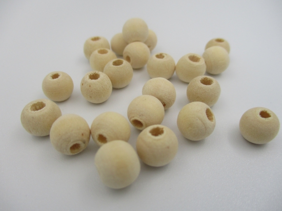 Unvarnished Wood Beads 12mm 125g