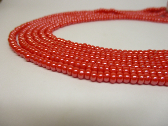 Czech Seed Beads 8/0 Pearl Red 3str x +/-50cm