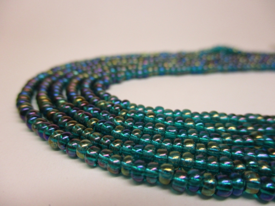 Czech Seed Beads 8/0 Oil Slick Blue 3str x +/-50cm