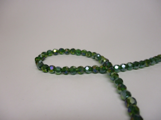 Crystal Round 4mm Dk Green AB +/-100pcs