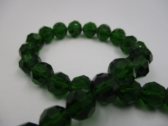 Crystal Round 8mm Dk Green  +/-70pcs