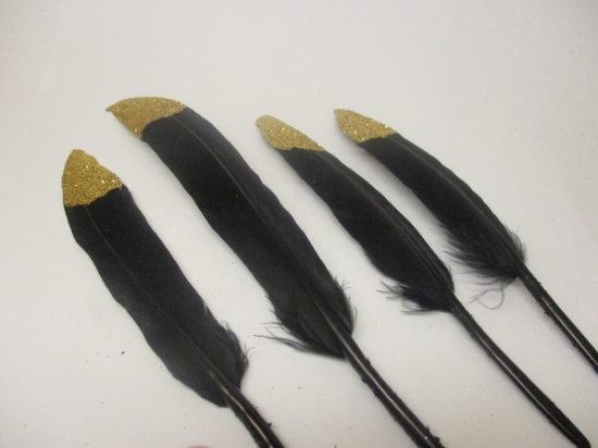 Feathers 15cm #4 10pcs Black gold