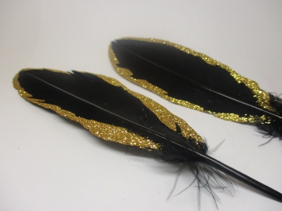 Feathers 18cm 10pcs #9 black gold