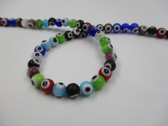 Evil Eye Beads 10mm +/-38pcs Mix