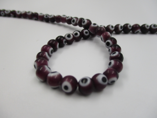 Evil Eye Beads 6mm +/-65pcs Purple