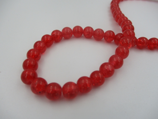 Crackle Glass 8mm Red +/-105pcs