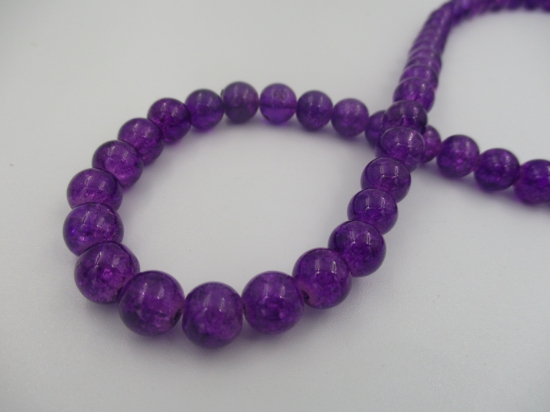 Crackle Glass 10mm Dk Purple +/-82pcs