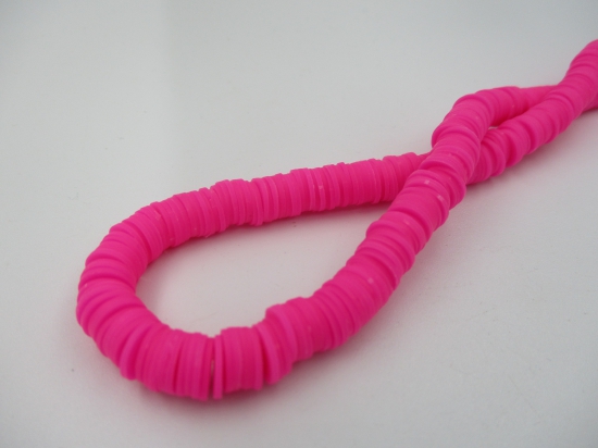 Rubber Disc Beads 8mm  40cm Dk Pink