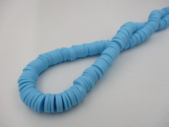 Rubber Disc Beads 8mm  40cm Lt Blue