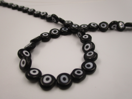 Evil Eye Beads Disc 8x3mm +/-48pcs Black