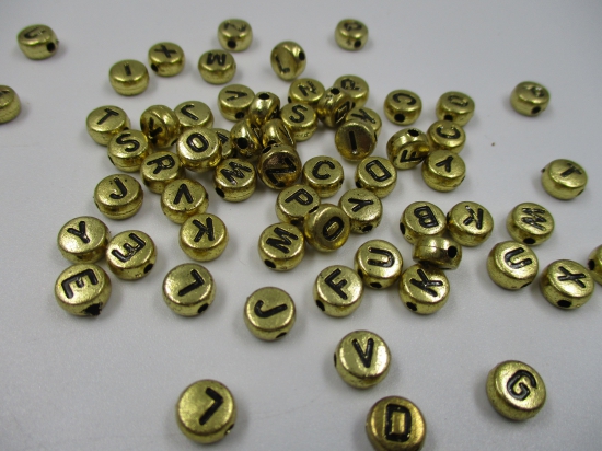 Disc 7x4mm Acrylic 250g GOLD BLACK