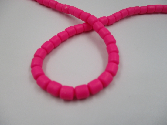 Polymer Clay Barrel 6x6mm 40cm Cerise Pink