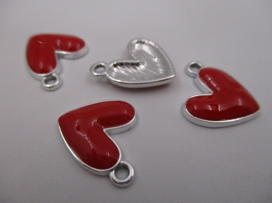 Charm Heart 4pcs Red