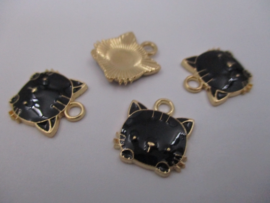 Charm Cat Face 4pcs Black