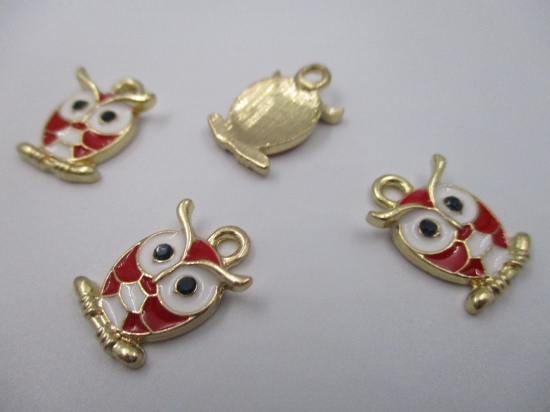 Charm Owl 4pcs Red